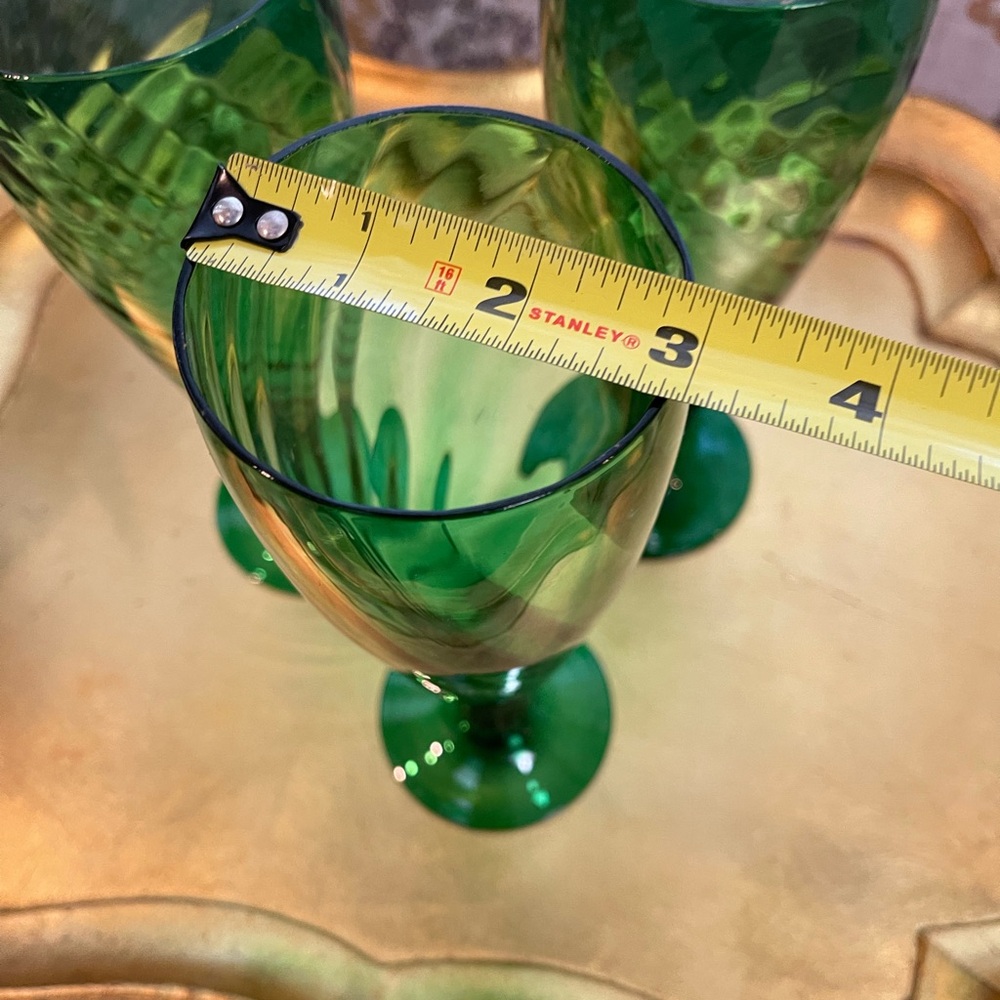Vintage  3 Empoli Optic Drinking Glasses, Emerald Green  Optic Glass Handblown - Picture 14 of 16